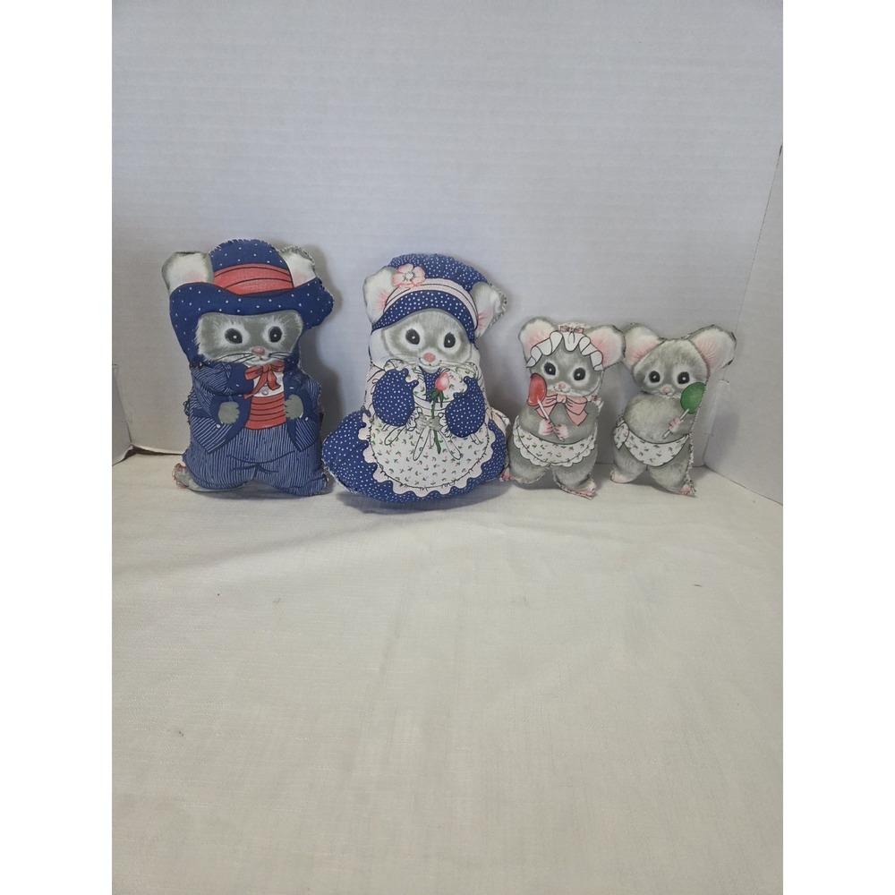 Handmade Mice Fabric Stuffed Mouse family, cottage core, farmhouse, prairie